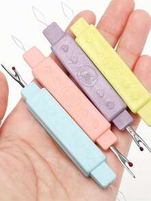 1/2/4pcs Dual-Purpose Threader And Ripper, Portable Sewing Tools With Thread Cutter, Button Hole Opener, Colorful Threader, Puller, Sewing Assist Tool For Elderly - Multicolor - View 2
