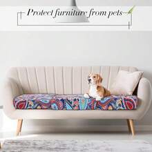 Newwiee 8Pcs Patio Cushion Covers Stretch Outdoor Cushion Cover Replacement For Patio Furniture Sofa Couch Slipcovers, Soft Flexibility Washable Furniture Protector(Waterproof Paisley,Vivid Color),One-Size,VividColorWaterproofPaisley - 鮮豔色彩防水佩斯利 - 查看 7