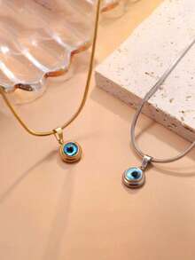 1Pc European And American Angel's Eye Titanium Steel Necklace, Fashionable And Exquisite Collarbone Chain, Personalized Luxury, Teenerger Necklace Jewelry