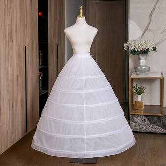 1pc Plus Size Bridal 6-Hoop Crinoline Petticoat, Voluminous For Wedding Performance, Bridal Gown Lining