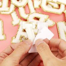 26pcs A-Z English Letters With Gold Edges, Suitable For DIY Embroidery, Clothing, Bags And Books - White And Gold - White - View 8