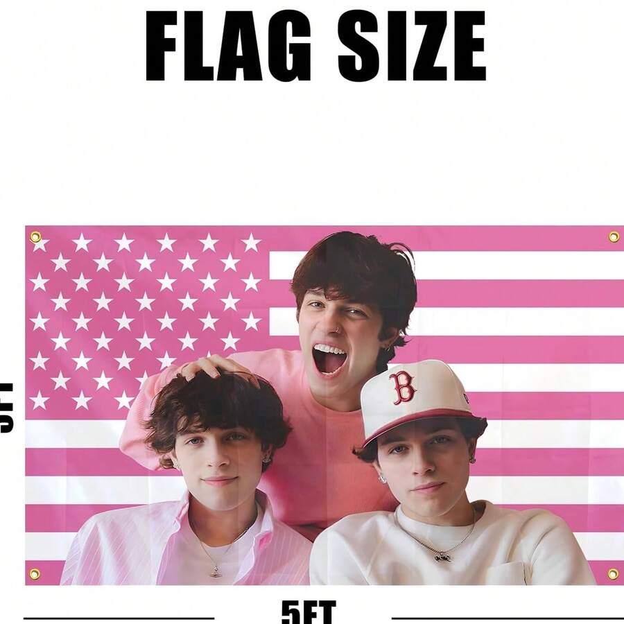 Flag - 3X5FT Pink Flags Tapestry Banner With 4 Brass Grommets For Bedroom College Dorm Room Men Cave Living Room Decor - 紅色 - 查看 1