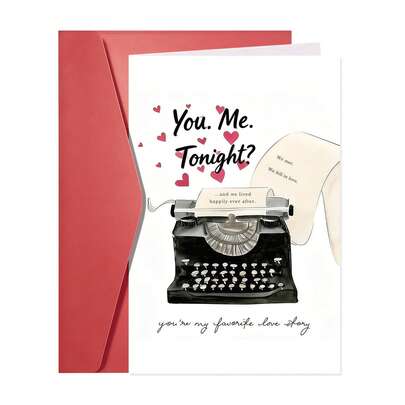 "You're Just My Type" Funny Valentine's Day Card - Favorite Love Story Themed Card | Typewriter Style Anniversary Card, Blank Love Card - Birthday Card For Boyfriend/Husband/Wife | Ideal Valentine's Day Gift & Decor-1PC