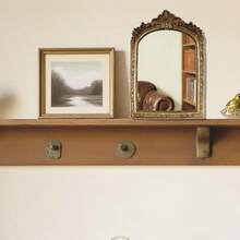 HAWTSmall Decorative Arched Mirror Vintage Gold Resin Frame 6.8 X 10 Inches Wall Or Tabletop Vintage Gold 6.8 X 10 Inches - 復古金 - 查看 2