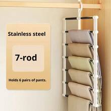 Cabide para calças dobrável em aço inoxidável, com 1, 2, 3 ou 4 camadas, ideal para guardar jeans e leggings e economizar espaço no guarda-roupa. Não requer energia elétrica.