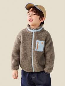 mini bala 2025年秋季新款儿童防静电抓绒外套，保暖户外款式