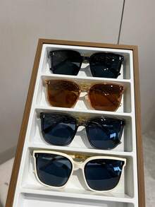 4副方形女士日常百搭眼镜，适合骑行、街头风、海滩旅行、时尚 - 彩色 - 查看 1