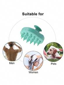 1个硅胶头皮按摩刷，洗发刷，沐浴刷，护发工具 - 米色 - 查看 2