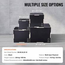 Caja de salto pliométrica 3 en 1, caja de madera de 24/20/16 pulgadas, plataforma y caja de agilidad de salto, caja antideslizante para ejercicios de fitness para entrenamiento de gimnasio en casa, entrenamiento de fuerza acondicionado, negro - 24/20/16 pulgadas - Ver 7