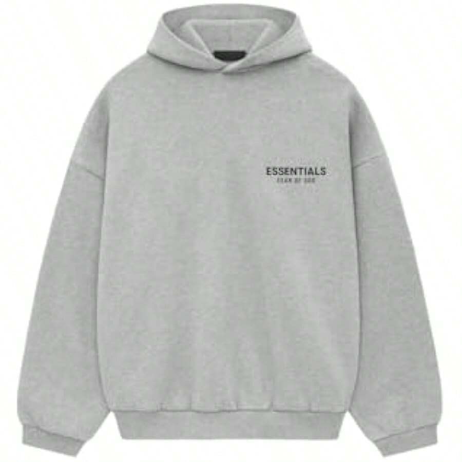 Essentials -Fear Of God Oversized Hoodie Collection FW21-FW2 MEN WOMEN Hoodie Vintage Flocking Craftsmanship Combined With Modern Breathable Technology, Warm Cotton Flocking, Loose Urban Functional Wear, High-End Cotton To Create An Urban Street Style, Loose Silhouette Non-Ge - 淡燕麥片(Ss24) - 查看 1