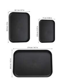 1个/3个装黑色塑料餐盘，塑料快餐盘，可重复使用的方形派对餐盘，用于盛放蔬菜、零食、水果、饼干、甜点，适合新年、情人节、斋月等场合。[多种尺寸可选] - 黑色 - 查看 8