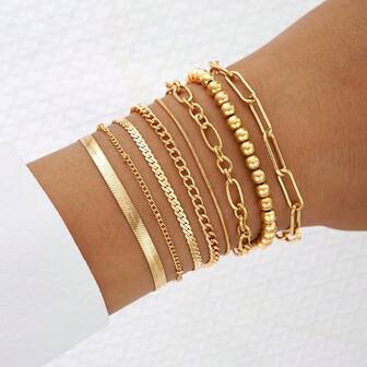 8pcs Gold Color Bracelet Twist Cuban Chain Bracelet For Women Chain Bracelet Jewelry Gifts
