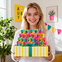 12/24/36/60个装彩虹派对小礼物，迷你塑料玩具，随机形状和颜色，减压弹簧玩具，适合作为男女生日礼物、嘉年华奖品、礼品袋填充物 - 彩色 - 查看 3