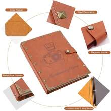 Leather Scrapbook DIY Photo Album 60 Pages Vintage Scrap Book Memory Photo Album 8.5x11 Inch, Family Travelling Scrapbook ScrapbooFKing Kits For Couples Anniversary Birthday Gift,Brown - 棕色 - 查看 3