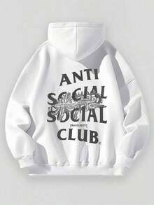Aged Washed Cotton Crew Neck 270g Double-Sided Printing Artistic Anti Sociel Social Club Trevis Collab Graphic Y2k,Soulja,Concert,Halloween,Gothic,Vintage,Streetwear Graphic,009-AB CA3T - 白色 - 查看 7