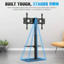 Portable TV Stand With With Laptop Shelf Universal TV Floor Stand For 32"-65" LCD LED OLED TVs Supports Up To 40kg And Max VESA 400x600mm 50° Swivel Mount For Bedroom Dorm Office Use - Black - View 6