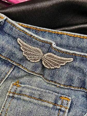 女士可调节牛仔腰带 - 可拆卸金属扣腰带调节器，银色，易于安装/拆卸，无缝设计，紧身贴合紧身牛仔裤、长裤 - 瞬间收紧腰部（无需缝纫）