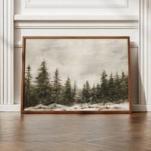 1pc Winter Wonderland Vintage Canvas Wall Art - Vibrant Leaf Pattern Retro & Art Deco Print, Framed/Unframed Horizontal Home Decor For Living Room, Office & Hotel Gifts - Multicolor - View 2