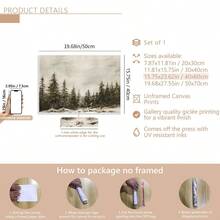 1pc Winter Wonderland Vintage Canvas Wall Art - Vibrant Leaf Pattern Retro & Art Deco Print, Framed/Unframed Horizontal Home Decor For Living Room, Office & Hotel Gifts - Multicolor - View 21