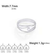 TEAMER 1 chiếc nhẫn thép không gỉ hình sóng tối giản, nhẫn họa tiết đại dương thời trang dành cho cả nam và nữ, quà tặng kỷ niệm cho bạn bè - Chuỗi đơn giản - Xem 14
