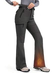 Women's-Snow-Ski-Pants Water-Resistant Fleece Lined Winter Hiking Snowboard Thermal Insulated 5 Pockets - 深灰色 - 查看 12