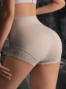 Quần lót ren cạp cao liền mạch định hình cho nữ, quần short nâng mông kiểm soát bụng thoáng khí - Bụi hồng - Xem 2
