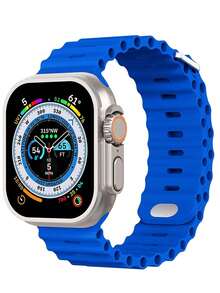 1条男女通用海洋主题柔软硅胶运动表带，适用于38mm、40mm、41mm、42mm、44mm、45mm、49mm的苹果手表，兼容Series 8、7、6、5、4、3、2、1、Ultra、SE等型号。 - 寶藍 - 查看 6