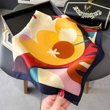 "Colorful Printed Scarf, Classic Block Print Design, Versatile & Elegant Headscarf For All Seasons, Multi-Functional Accessory" - Red - View 4