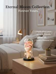 Eternal Preserved Pink Rose Gift Box, Romantic Flower Bouquet For Girlfriend/Wife, Valentine's Day/Anniversary Present - Pink - View 3