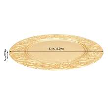 100pcs Charger Plates, 12.99in Table Charger Plates Set, PP Round Dinner Plates With Leaves Pattern Rim, Dinner Table Decorative Charger For Home Wedding Kitchen Birthday Bridal Shower Party Table Supply, Reusable Serving Plates Decor Dinner Plates, Silver Gold Green Black Charger Plates - 金色 - 查看 11