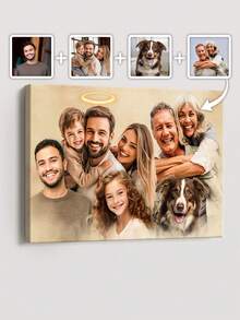 Catygift Customized Family Photo Collage Canvas Print, Personalized Family Canvas Wall Art, Unique Family Photo Gift For Mom, Dad, Anniversary - As Shown - View 12