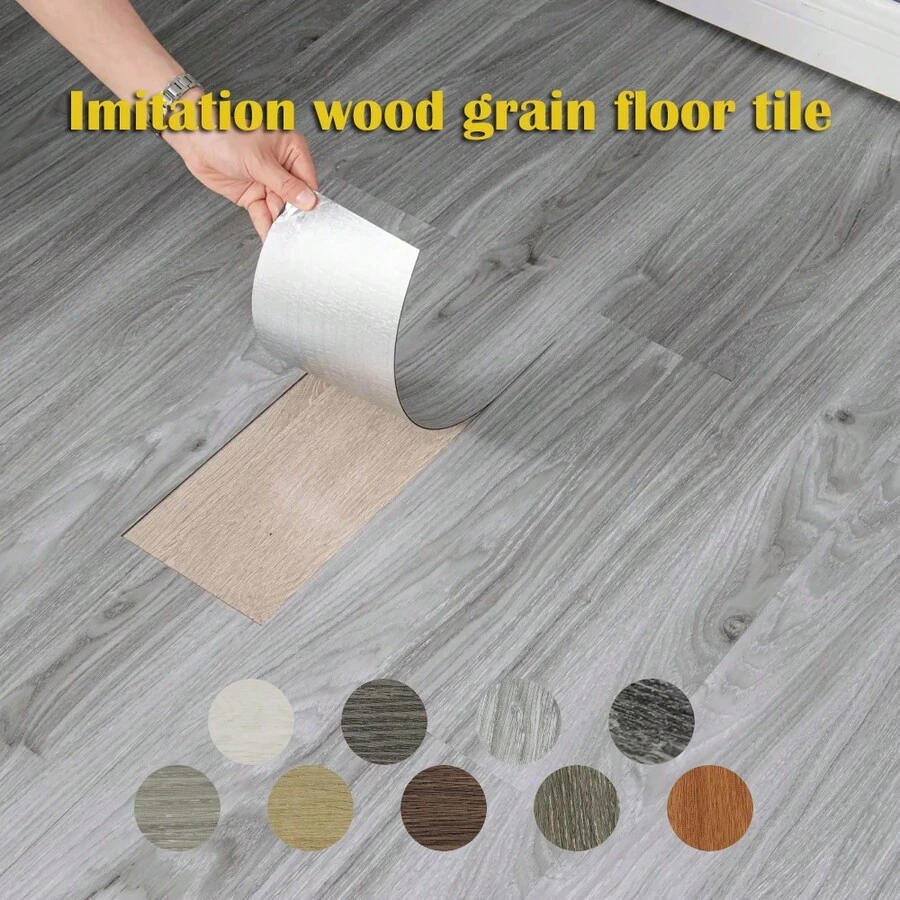 10pcs Peel And Stick Vinyl Floor Tiles, 15.7"X 5.9" Wood Grain Pattern, Waterproof Self-Adhesive Floor Tiles For Kitchen, Living Room, RV, Easy To Cut, Waterproof, Oil-Proof, Thick And Wear-Resistant, Strong Adhesive Backing, DIY, Multiple Colors Available (10PCS=0.6 Sq.M) - Multicolor - View 1