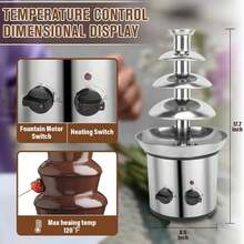 Fuente de chocolate de 4 niveles, set de fondue, máquina para fundir chocolate, fuente para fondue, fuente de 4 niveles para fiestas, máquina eléctrica de acero inoxidable para fondue de chocolate, ideal para cumpleaños, bodas, fuente de 4 niveles, fuente de fondue de chocolate, fondue en cascada de acero inoxidable, control de calor del motor, olla para queso, chocolate fundido y licores. - Tipo de Enchufe A USA (110-127V) - Ver 6