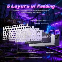 ATTACK SHARK R85 HE 75 % magnetiskt trådbundet speltangentbord, 8 kHz pollingfrekvens snabb trigger, 0,005 mm RT-precision, 256 000 skanningshastighet, anpassad hot-swap, webbdrivrutin för PC-tangentbord för gamers/win - Multifärgad - Visa 6