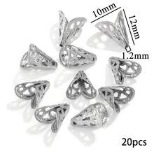 20pcs Stainless Steel Hollow Flower Filigree Long Cone End Beads Cap Conectors For DIY Jewelry Making Supplies Accessories Bulk