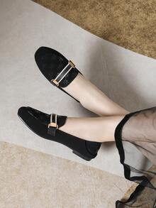 Mengshangli 女士套脚乐福鞋，百搭莫卡辛鞋 - 黑色 - 查看 4