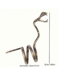 Unisex Retro Curved Long Snake Ring Adjustable Opening Mens Pipe Design Cool Jewelry Back To School Supplies - Yellow - View 4