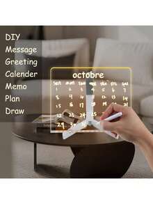 LED Memo Board, Acrylic Dry Erase Board With Lights, LED Drawing Writing Board, Room Light Info Board With 7 Marker Pens, Illuminated Erasable Notepad With Stand, Suitable For Halloween And Christmas - Multicolor - View 5