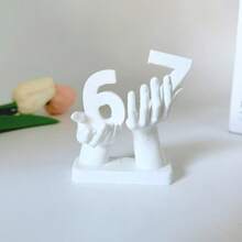 1pc Funny Holding Brain Math 67 Statue Figurine, Creative Personalized Number 67 Sculpture, Holding Design Decor, Unique Desk Decoration, Suitable For Living Room, Bedroom, Study, Perfect Gift, Collectible - Multicolor - View 8