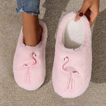 Neue bequeme Flamingo Lässig süße Stoff Cartoon Hausschuhe für Innenräume, Herbst/Winter Thermohausschuhe - Pink - Übersicht 2