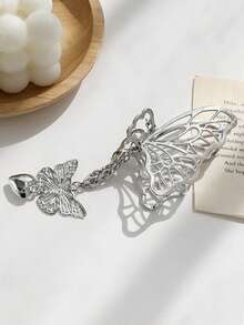 1 chiếc kẹp tóc hình bướm tua rua bằng kim loại, mặt dây chuyền hình trái tim, kẹp tóc hình bướm rỗng bằng kim loại, phụ kiện tóc thời trang cỡ lớn dành cho nữ. - Nhiều màu - Xem 8