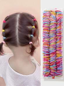 200pcs Girls' Simple Elastic Hair Ties, Non-Damaging Hair Scrunchies, High Elasticity Hair Bands, Daily Use - Multicolor - View 10