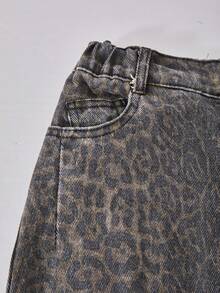 Tween Boy Pocket Loose Fit Leopard Print Wide Leg Jeans - Black - View 3