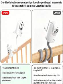 1pc New 360° Rotatable Flexible Coil Base Phone Holder With Camera Mount, Universal Bedside Stand For Smartphones, Home Security Cameras & Baby Monitors - Bracket - View 9