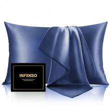INFIIXSO Mulberry Silk Pillowcase For Hair And Skin, Silk Pillow Cases Standard Size With Hidden Zipper 20x26 Inches, Extraordinary Smooth And Soft Cooling Pillow Cases For Hot Sleepers(Navy, 1 Pack),Standard(20inchX26inch),Navy - Navy - 查看 1