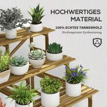 Outsunny 3-Tier Plant Shelf Made Of Fir Wood, 120 X 80 X 78 Cm, For Garden, Balcony And Terrace. - Camel - View 5