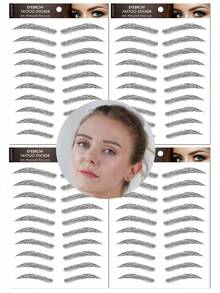 （4片/套）10款3D逼真毛发状眉毛纹身贴纸，防水眉妆临时纹身贴纸，适合不同妆容和脸型，持久自然，可用于日常妆容或眉毛整形手术 - 黑色 - 查看 17