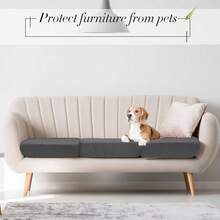 Newwiee 8Pcs Patio Cushion Covers Stretch Outdoor Cushion Cover Replacement For Patio Furniture Sofa Couch Slipcovers, Soft Flexibility Washable Furniture Protector(Waterproof Pure,Dark Gray),One-Size,DarkGrayWaterproofPure - 深灰色防水純淨 - 查看 7