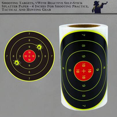 100-Piece Set Of 4-Inch Digital Circular Target Shooting Practice Splash Target Stickers, Featuring A Bullseye Scoring Design And Highly Visible Splash Effects. Suitable For Shooting Practice, Tactical Training, And Hunting Equipment Drills, These Stickers Help Improve Shooting Accuracy And Tactical Training Efficiency