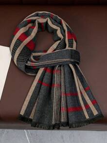 1pc Men's Gentleman Style 30*180cm Simple Warm Scarf, Suitable For Business, Outings, And Daily Wear, Autumn/Winter